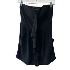 Express Strapless Chiffon Ruffle Short Romper Black Size 0